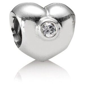PANDORA Heart with Clear Zirconia Charm Authentic Silver Romance Love Sparkle